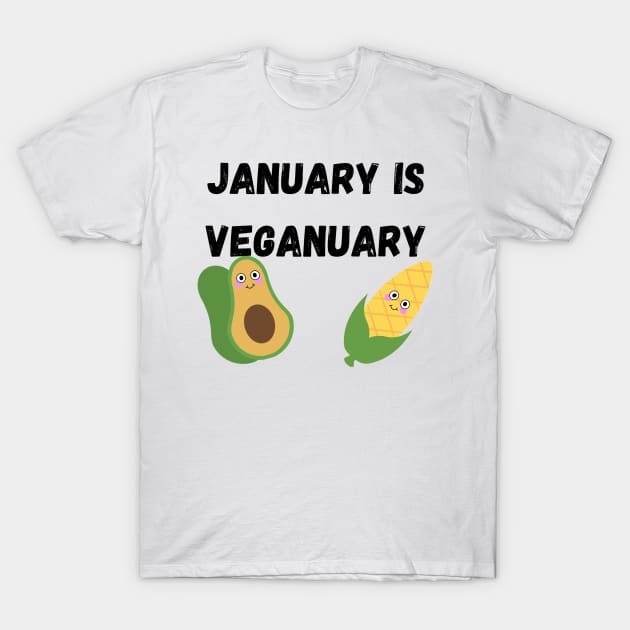 January is Veganuary T-Shirt by DesignsBySaxton